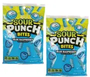 2 x 3.7 oz Sour Punch Bites Blue Raspberry Candy Pack - Sweet & Sour Chewy Treat