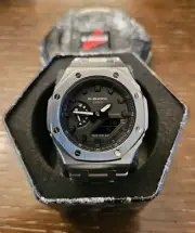 New Casio G-Shock GA2100 MOD Silver Black White Dial Watch