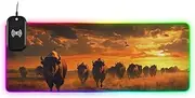 AIXIWAWA Mouse Pad Herd of Bison Print with Wireless Charging RGB Glowing Fabric Mouse Mat Large Oversized Gaming Keyboard Pad for Desk Medium Size