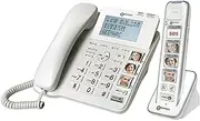 Geemarc Amplidect 295 Combi Photo - Landline Phone with Amplifier and Additional Handset with Large, Customisable Photo Buttons for Seniors - Low to Medium Hearing Loss - Version DE