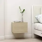 Floating Nightstand with Drawers, Modern Design Side Table, Wall Mounted Bedside Table for Bedroom and Small Spaces, 40 x 30 x 30 cm