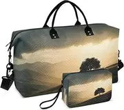 [ZRYSMY] Duffel Bag for Traveling, Landscape Tree Clouds Travel Bag Gym Bag, with Multiple Interior Pockets Shoulder Weekender Bag for Women Men with Toiletry Bag 20.5L x 1.9W x 13.8H, Multi-Colored