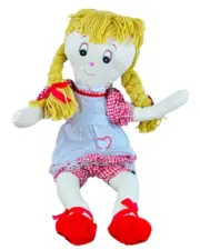 Vtg 19" Goldberger Rag Doll Yellow Yarn Hair red checked dress NEW