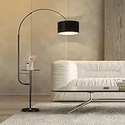 Arc LED Floor Lamp Floor Light Standing Reading Light with Adjustable Storage Shelf Living Room Bedroom Black