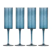 4pc Ladelle Flynn Champagne/Flute Glass Stemware Drinkware 24.5x5cm Blue