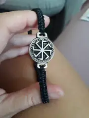 Kolovrat rope discreet bracelet,Svarog Slavic mithology sunwheel bracelet,Slav