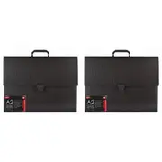 2x Jasart A2 Studio Art Craft Case School Artworks Storage Organiser/Holder BLK