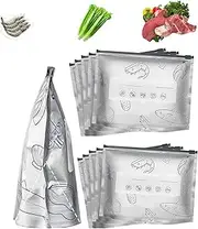 Reusable Aluminum Foil Sealable Storage Bags,Stand Up Foil Sealable Bags with Label and Zip Lock for Vegetable Fruit Meat Suitable for seafood, vegetables, fruits, meat (M 20pcs)