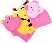Beaupretty 3pcs Reusable Bath Mitts Exfoliating Skin Massage Gloves for Gentle Bath Sponges with Cartoon Designs Safe and Durable for Easy Cleaning