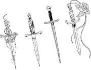 Neva Nude Daggers with Swagger Large Temporary Tattoo Pack | Body Decoration for Festivals, Raves, and More