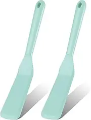 Zopeal 2 Pieces Silicone Narrow Skinny Spatula Crepe Flipper Long Heat Resistant Cooking Pancake Spatula Non Stick for Cooking Egg Burgers Pizza Pancake Steak Omelet(Light Blue)