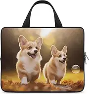 Laptop Case Sleeve Shockproof Computer Carrying Bag Cute Corgi Dog Laptop Bag Tote Lightweight Notebook Case Cover Traveling Briefcase Handle Bags for Travel Business 17inch