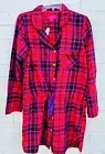 New Victoria's Secret Metallic Red Plaid Pajama Dress Robe Top Medium