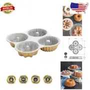 Hand Wash 9 Cup Bundt Quartet Pan - Sculptural Gold Design for Beautiful Cakes