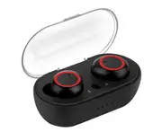 Wireless Bluetooth-compatible 5.0 Touch Control Earphone Earbuds with Mic Charging Box-Black Red - Black Red