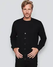Ansett Black Super Wash Wool Cardigan