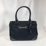 COACH 蔻馳 托特包 SIGNATURE CARRYALL HAMPTONS 黑色 日本直送 二手