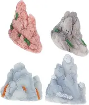 TOPPERFUN 4pcs Miniature Resin Rockery Models for Indoor Bonsai Fish Tank Decor DIY Friendly Accessories for Unique Micro Landscapes Great for Garden Decorations