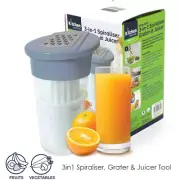 3-In-1 NEW Spiraliser Grater & Juicer Tool With Storage Stand 400ml Home Master®