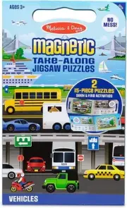 Melissa Doug Magnetic Take Along Jigsaw Puzzles Vehicles