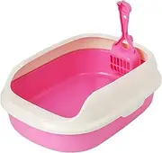 ＫＬＫＣＭＳ Open Cat Litter Box Kitty Litter Pan High Sided Durable for All Kinds of Cat Litter, Pink red