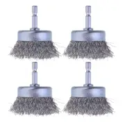 4-Piece Wire Cup Brush Set for Drill, Coarse Carbon Steel, Rust Removal