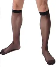 [CHTME] Men's Knee Socks 3 Pairs Business Knee Socks Business Socks Ultra Thin Men's Socks Silk Nylon Breathable Crew Socks Men's Socks Nylon Thin Long Socks