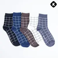 在飛比找PChome24h購物優惠-韓國襪子 格子中筒襪 男襪