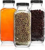 KONTONTY Pack Glass Juice Bottles Milk Jugs Sturdy Glass Bottles Caps for Honey Juice Caps