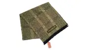 MISSONI Italy CHEVRON Pattern Centered FRINGE Trim WOOL Scarf BLACK / ARMY GREEN