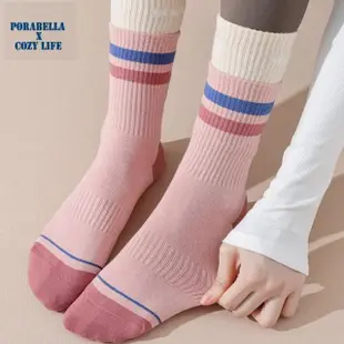 【Porabella】任選三雙 襪子 中筒襪 撞色襪 雙層襪 運動襪 瑜珈襪 防滑襪 運動襪子 普拉提襪 YOGA SOCKS