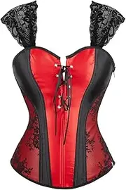 [OFFSUM] Women's Sexy Corset - Sexy Satin Floral Lace Embroidery Bustier Party Clubwear Strapless Backless Large Size Bridal Fashion Streetwear Top