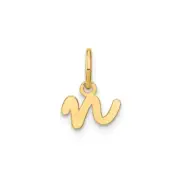 14KY Lower case Letter N Initial Charm Bracelet Necklace