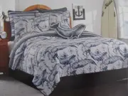 Boat House Kids -Whale,Anchor,Compass-Nautical- Full/Queen Quilt -Blue,White-New