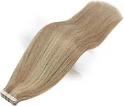 Hair Extension Tape in Human Hair Extensions Balayage Blonde Color Omber Human Hair Skin Weft Glue on Seamless Machine remy by HUANGYUZHENZHI (Color : 16P22, Items per Package : 20 pcs)