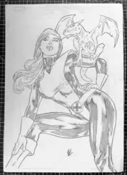 Signed Original Alysson Olivieira Kitty Pryde/Lockheed Pencil Commission 11X17
