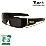 Locs Men's Sunglasses - Square Wrap Around Frame - Gloss Black Finish -Free Post