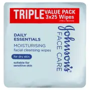 Johnson's Facial Cleansing Wipes (Sensitive Skin) X 25 X 3 Packs
