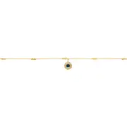 Evil Eye Anklet with Cubic Zirconia in 9kt Yellow Gold Silver Infused