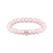 THOMAS SABO Charm bracelet with rose quartz beads oval