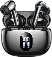 Bluetooth Earphones, Wireless Earphones, 48 Hours Playtime Deep Bass, LED Display Display, Small/Lightweight, IPX7 Waterproof, Bluetooth Instant Connection, Hi-Fi, Bluetooth Earphones, AI Calls