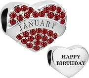[FGT] Sparkling Cubic Zirconia Birthstones Love Heart Charm Compatible with Pandora Charms Moments Bracelets January to December Bead