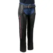 Milwaukee Leather Women's Black Motorcycle Chaps, Purple Crinkle, MLL6500, Small