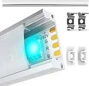 Jirvyuk Aluminium Profile, 10 Pack 0.5m/1.65ft LED Channel for Strip Lights With Milky White Cover, Indoor Extrusion, End Caps and Metal Mounting Clips - Silver02 (U Shape)