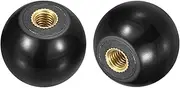 sourcing map 5Pcs Threaded Ball Knobs, M6 Female Thread Thermoset Ball Knob 25mm Dia Round Operation Handles with Copper Insert for Machine Lever Handle, Black