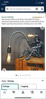 Steampunk Table Lamp Water Pipe Robot Vintage Industrial Style