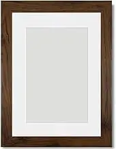 Alison Kingsgate Walnut A4 Frame With Mount For A5 Size (14.8 x 21cm) - Modern Design Walnut A4 Picture Frame With Mount with Safe Perspex Front & Wall Hanging Hooks - Handmade Frames