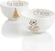 Jay Imports Merry and Bright Set of 2 Icon Bowls, Cheers and Falala