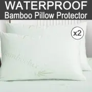 2x Waterproof Pillow Protectors Breathable Bamboo Pillow Cover Cases Ultra Soft