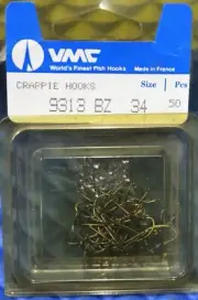 VMC Crappie Hooks Style 9313 Size 34 Bronze 50 Count